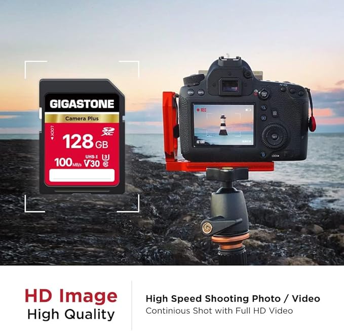 GIGASTONE 128GB SD Card 10-Pack, Camera Plus, UHS-I V30 U3 SDXC Memory Card High Speed UHD Video Compatible with Digital Camera, with 10 Mini Cases