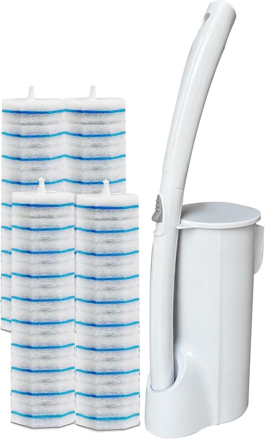 Skiennix Toilet Cleaning System - 40 Disposable Brush Refills & Wall-Mounted Holder Set