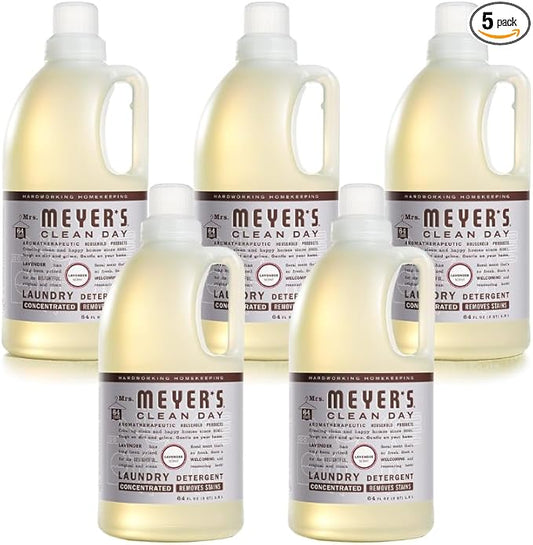 Mrs. Meyerâs Clean Day Lavender Laundry Detergent Concentrated Loads Per Bottle 64 Fl Oz (Pack of 5)
