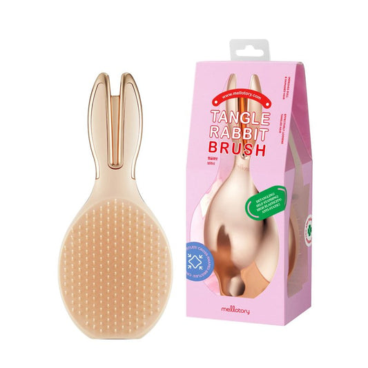 Mellotory, Tangle Rabbit Brush (Rose Gold-Hard Bristles), Gentle Touch Detangler Hair Brush for Men Women & Kids. Wet & Dry Hair. Scalp Massager Brush, Detangling Brush for Adult & Kids Hair