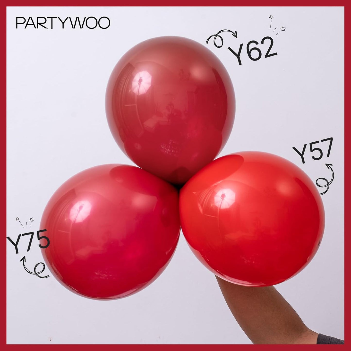 PartyWoo Red Helium Balloons - 50pcs 12 Inch for Birthday, Graduation & Party Decorations