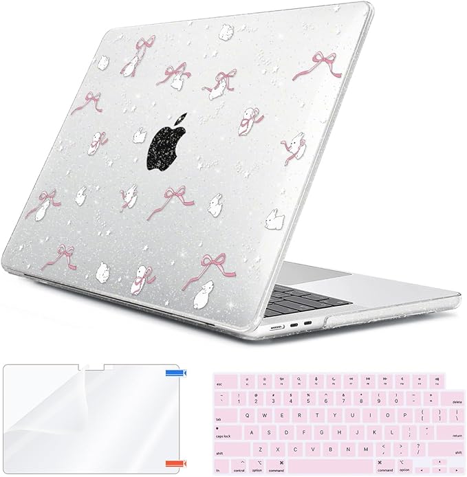 HOHAIYOO for 2026 2025 2024-2022 MacBook Air 13 inch Case M5 A3449 M4 A3240 M3 A3113 M2 A2681 with Touch ID& 13.6" Liquid Retina Display, Hard Shell&Keyboard Cover&Screen Film&Webcam Cover, Bunny-P