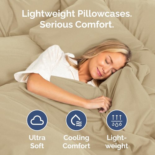 King Pillow Cases Set of 4 - Ultra Soft Hotel Quality - Wrinkle Free & Fade Resistant - Beige