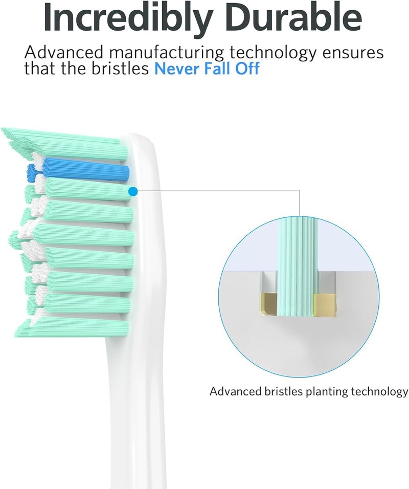 Replacement Toothbrush Heads for Philips Sonicare - E-Series & Essence Compatible | Green & White