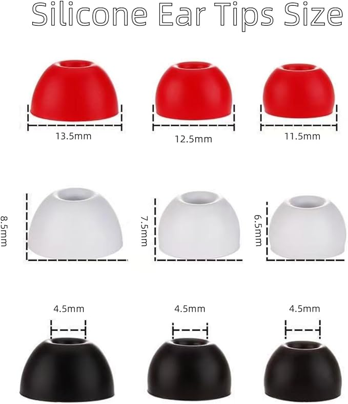 Aginkgo Replacement Ear Tips for Beats Fit Pro, Beats Studio Buds+, Beats Studio Buds, Beats Solo Buds Silicone Earbuds Washable Noise Isolation, Fit in The Charging Case, 6 Pairs S/M/L (Black)
