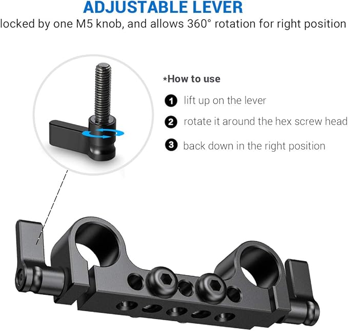 SmallRig Super Lightweight 15mm Railblock, 15mm Rod Clamp with 1/4"-20 Thread for Sony for Canon and Other DSLR Camera Rig Shoulder Support Rail System - 942