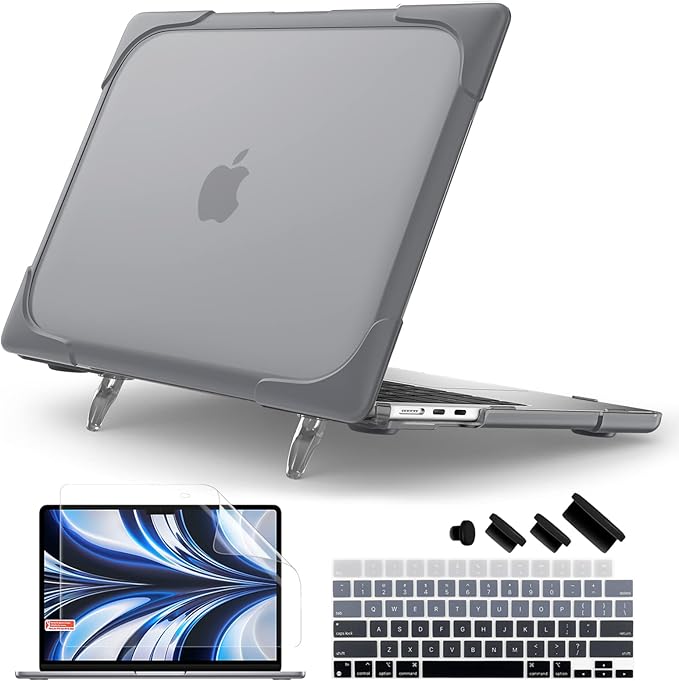 Batianda FlexStand Heavy Duty Case for MacBook Air 13.6 inch, Matte Gray