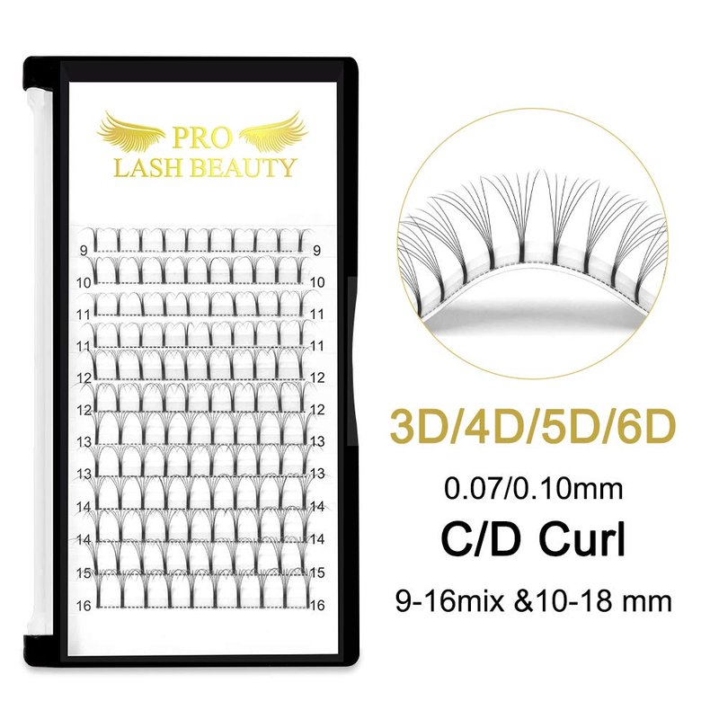 7D-D-0.07-10 Long Stem Premade Fans Eyelash Extensions - C D Curl Volume Lash Fans