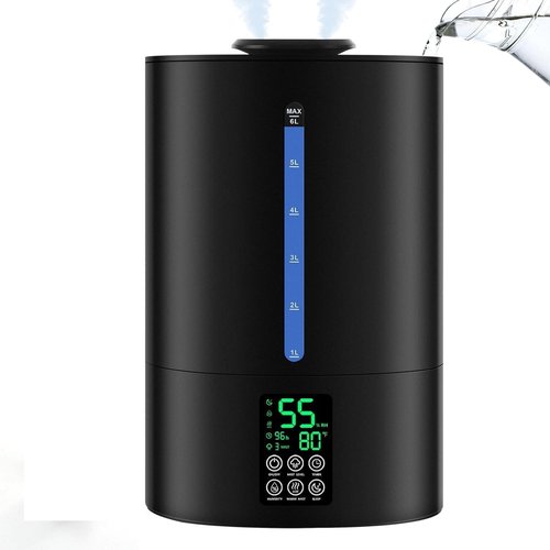 Coolfiqu 6L Humidifier - Versatile Cool & Warm Mist for Bedroom, Baby & Plants | Quiet, Adjustable, 360° Nozzle - Black (2026 Upgrade)