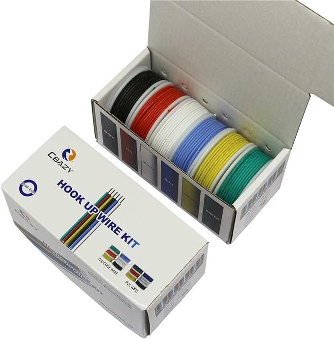 CBAZY Hook up Wire Kit (Stranded Wire Kit) 18 Gauge Flexible Silicone Rubber Electric Wire 6 Colors 16.4 feet Each 18 AWG