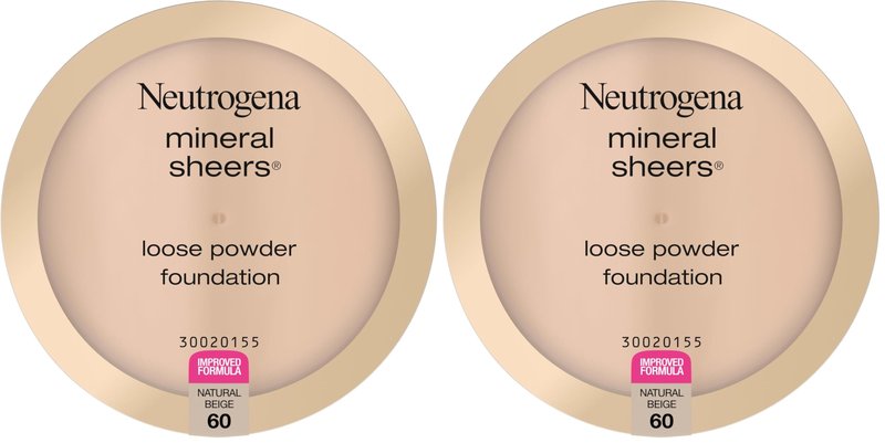 Neutrogena Mineral Sheers Foundation, Loose Powder, Sheer to Medium Coverage | With Vitamins A, C & E | Tone Enhancer | Natural Beige | .19 oz