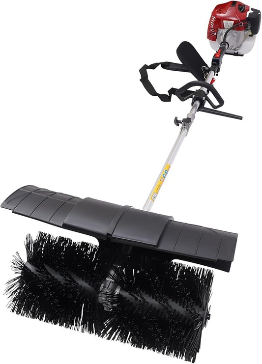 Outdoor Handheld Gas Power Broom with Blower, 52cc 2.3HP 2-Stroke Gasoline Power Lawns Sweeper Broom Sweeper Cleaning Driveway Tools High Performance Cleaner 1.8M 33.82oz Tank