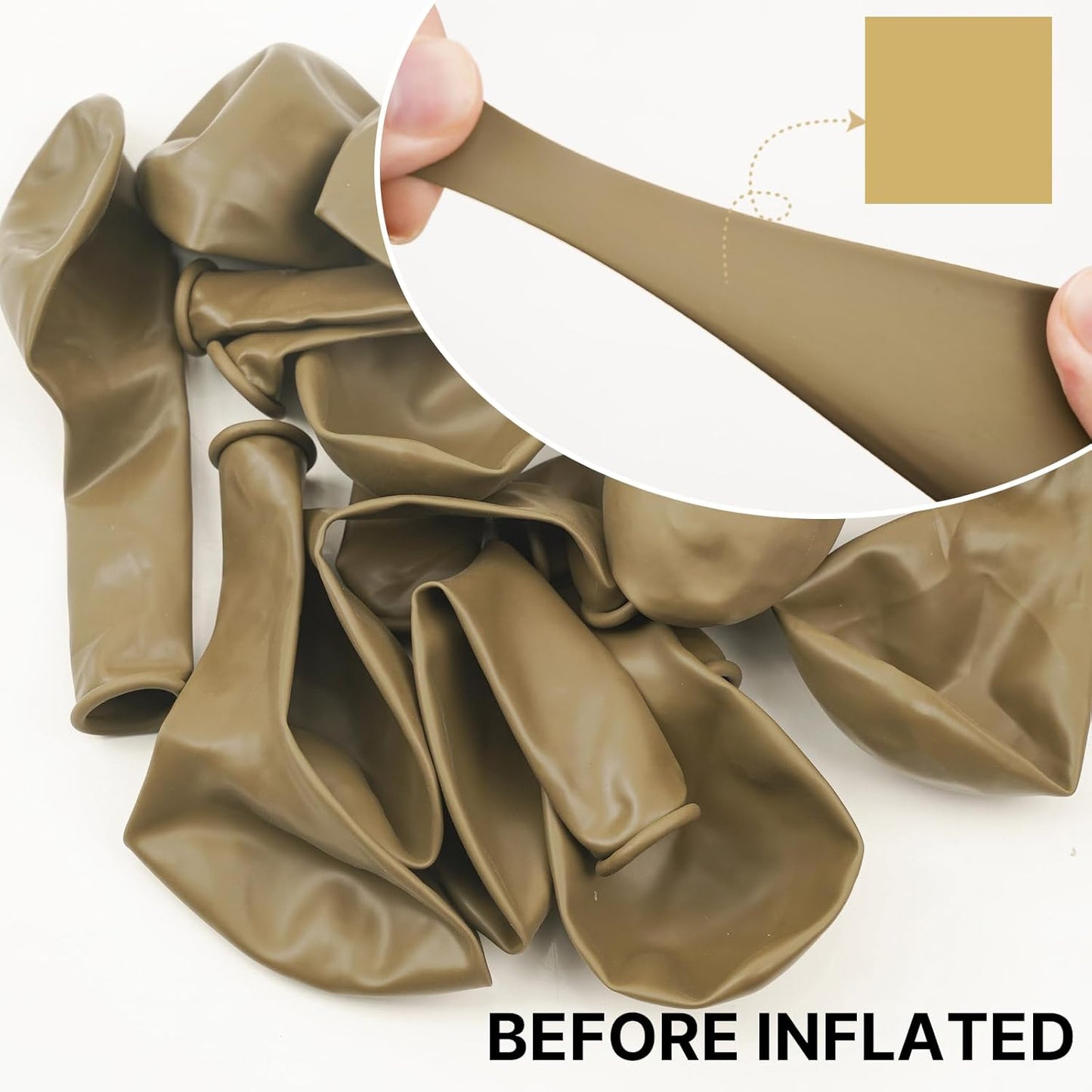 PartyWoo Tan Balloons - 100 Pcs Light Brown Neutral Boho Arch Kit | 5-18 Inch Sizes for Weddings & Parties