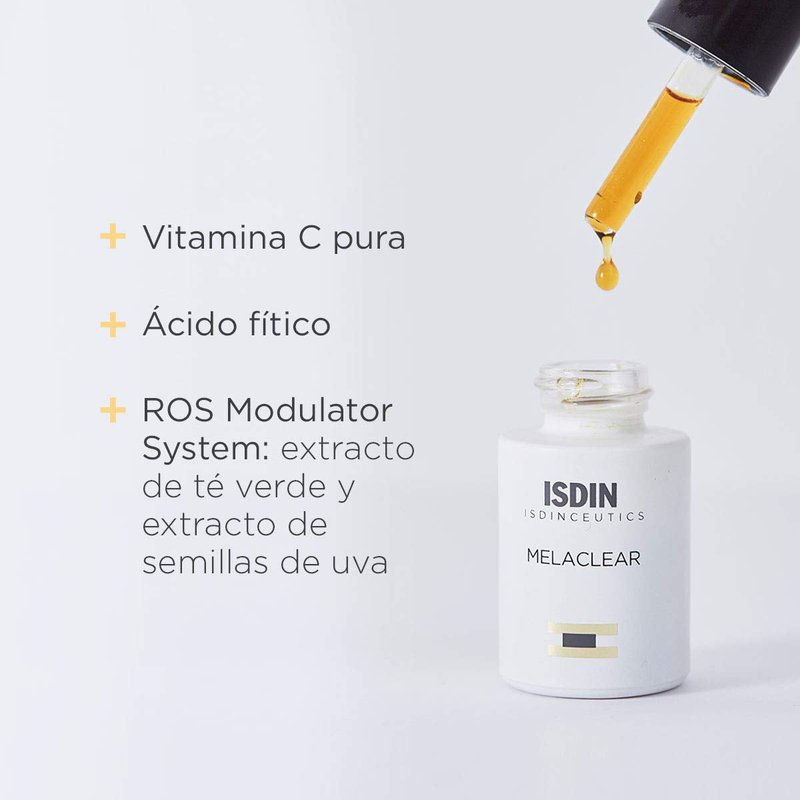ISDIN Isdinceutics Melaclear Dark Spot Correcting Serum for Face - Sun Spot Reducer that Contains Vitamin C and Antioxidants, to Even Skin Tone from Sun Exposure 0.5 FL OZ