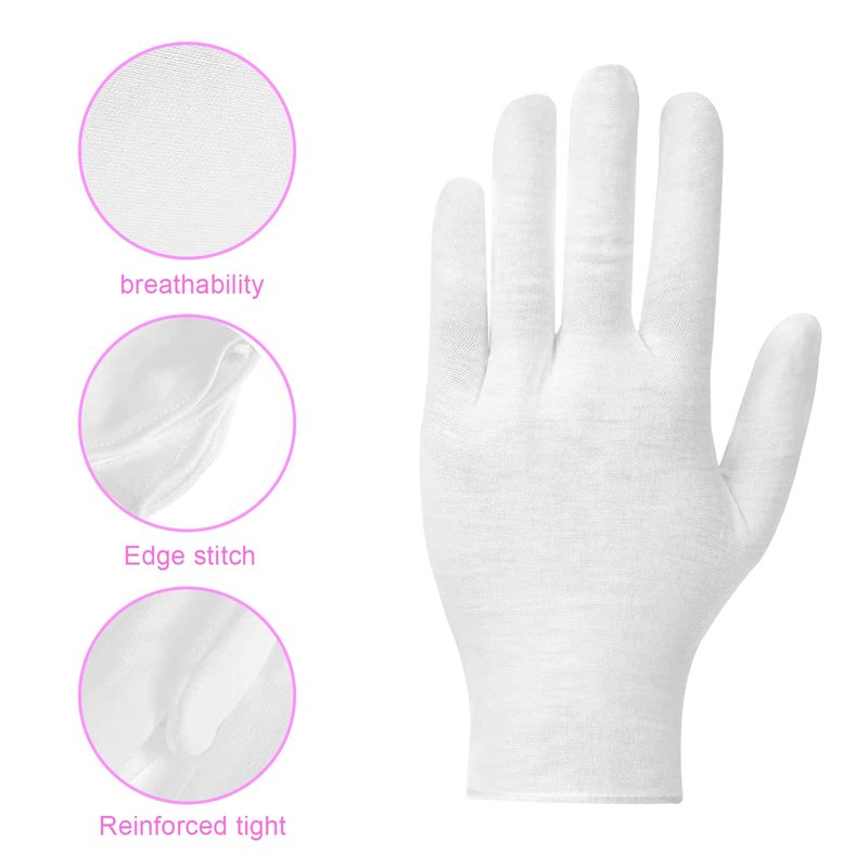100 PCS White Cotton Gloves for Dry Hands White Cotton Gloves for Eczema Sleeping Cosmetic Moisturizing Eczema and Coin Jewelry Inspection Washable for Men and Women