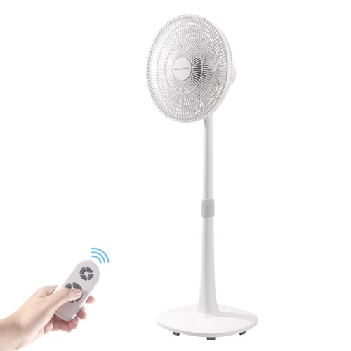 BananaDeer 7 Blades 14.5-Inch 4-Speed Oscillating Pedestal Floor Fan, Adjustable Height, Stand Fan for Home, DC Motor, With Remote Control, Timer, Tilted Head, Bedroom, Office, Kitchen and Living Room