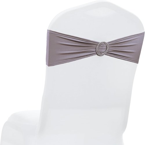 MDS Spandex Chair Sashes - Premium Stretch Covers with Buckle Slider | Universal Fit for Weddings & Events - Silver Gray