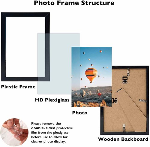 JCJMY 8x12 Black Picture Frame - Versatile Wall & Tabletop Display with Shatter-Resistant Plexiglass