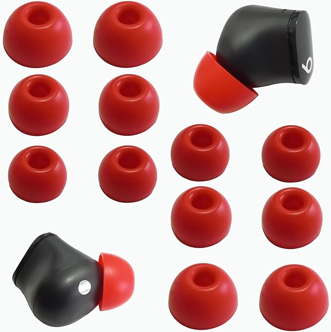 Replacement Ear Tips for Beats Studio Buds+, Fit Pro, Solo Buds, PowerBeats Pro 2 - Silicone Earbud Tips Noise Isolating Comfort Fit 6 Pairs (Red, S/M/L)