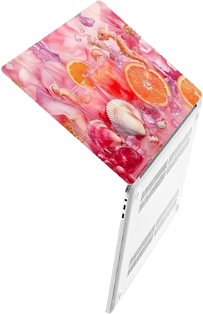 COTAIL Compatible with MacBook Air 13.3 13.6 Inch Case 2022 2021 2020 2019 Plastic Hard Shell Case Cover,13.3 Pro(A1706/A1708/A1989/A2159/A2289/A2338), Pink Floral with Sea Shells