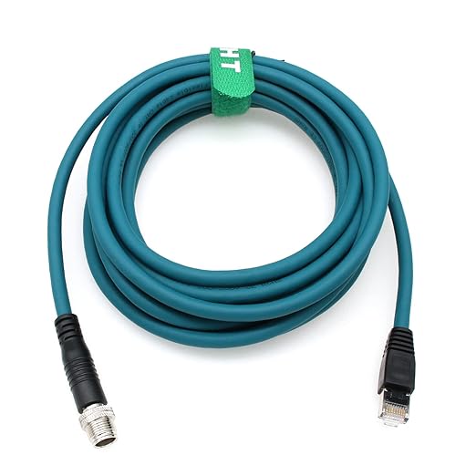 HangTon Ethernet Cable for Datalogic Matrix 220 320 Keyence Cognex in-Sight 7000 Gen2 Vision Camera Sensor Reader, M12 8 Pin X-Coding RJ45 CAT-7e 10M