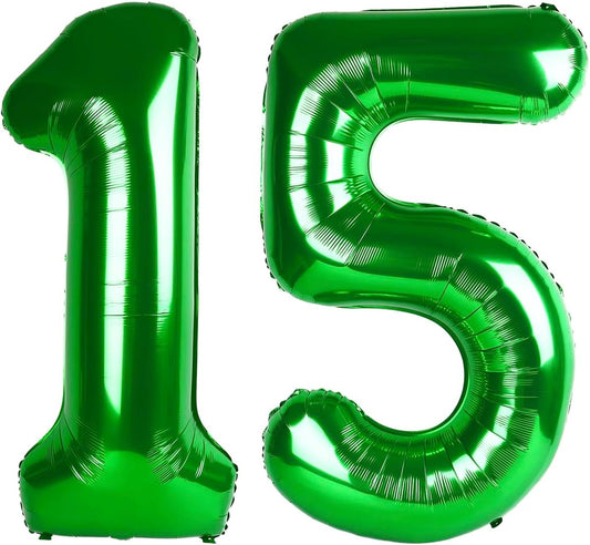 Skiennix 40-Inch Dark Green Number 15 Balloons - Perfect for 15th Birthday & Anniversary Celebrations
