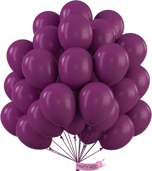 PartyWoo Dark Purple Balloons - 100 Pcs 10-Inch Latex Helium Balloons for Graduation & Events