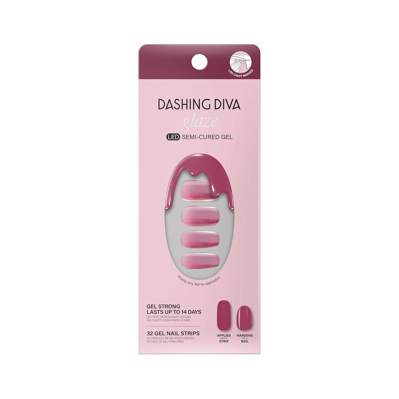 Dashing Diva Glaze Nail Strips - Sangria Glaze | Long-Lasting Semi-Cured Gel | 34 Salon-Quality Nail Wraps, Prep Pad & File