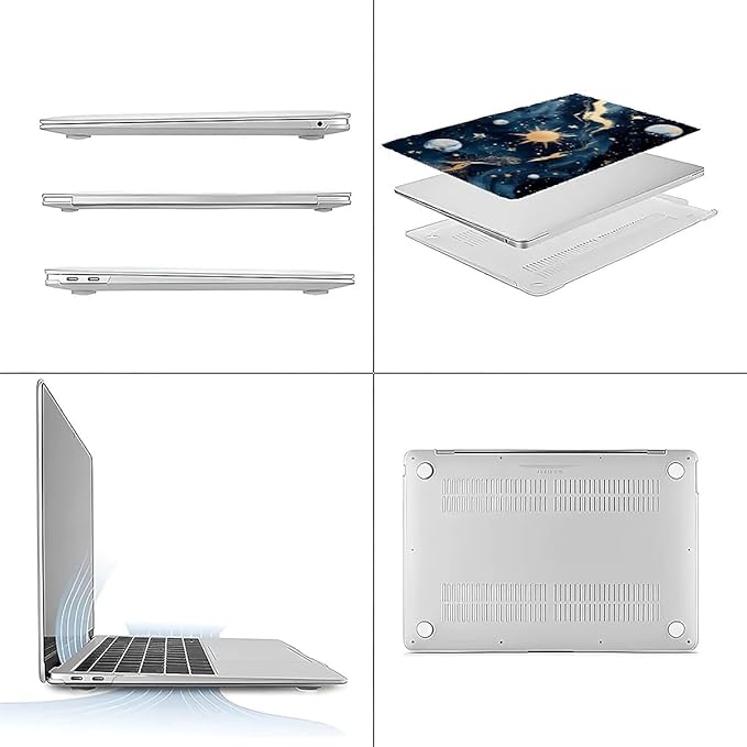COTAIL Compatible with MacBook Air 13.3 13.6 Inch Case 2022 2021 2020 2019 Plastic Hard Shell Case Cover,13.3 Air (A1932/A2179/A2337), Moon and Sun