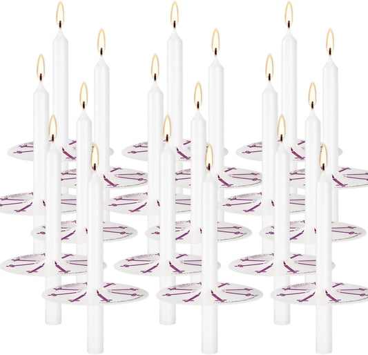 Skiennix 100 Pcs Church Candles - Unscented White Drip Protectors for Vigil Services | 5" H X 1/2" D