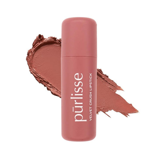 pūrlisse Velvet Crush Long Lasting Lipstick - Matte Finish Hydrating Lipstick - Enriched with Bakuchiol, Mango Seed & Shea Butter to Soften & Smooth Lips - Pinky Nude (0.12 oz)