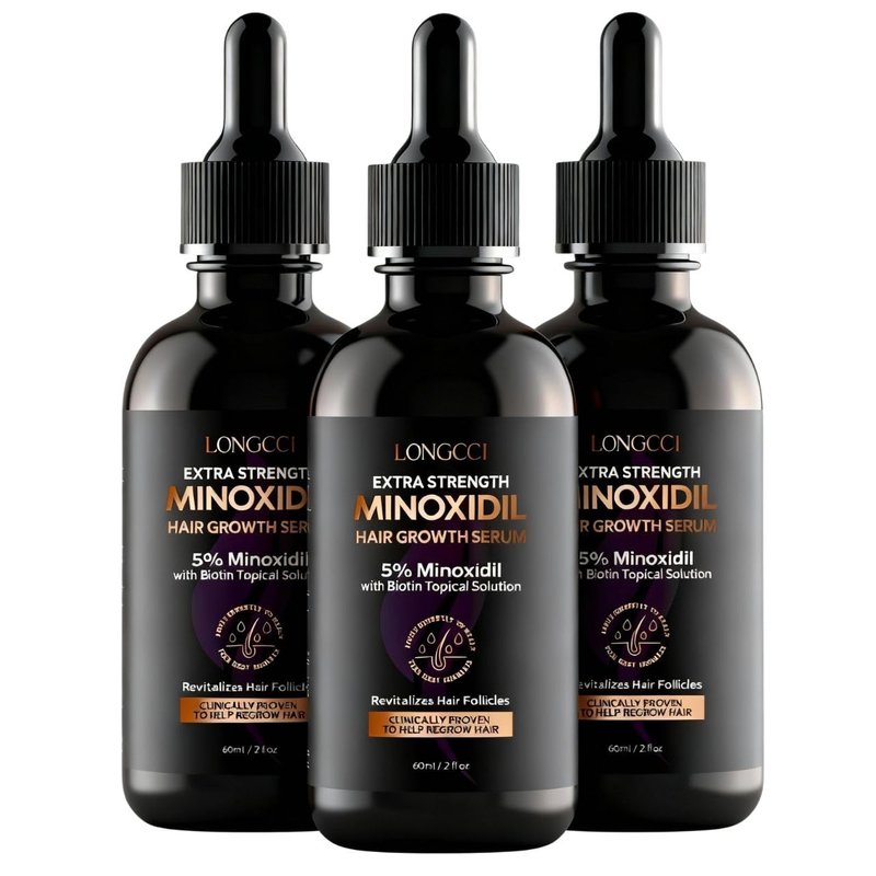 5% Minoxidil Hair Growth Serum for Women: Extra Strength Hair Loss Treatment with Biotin for Thinning Hair - Regrowth Topical Solution - 3 Month Supply