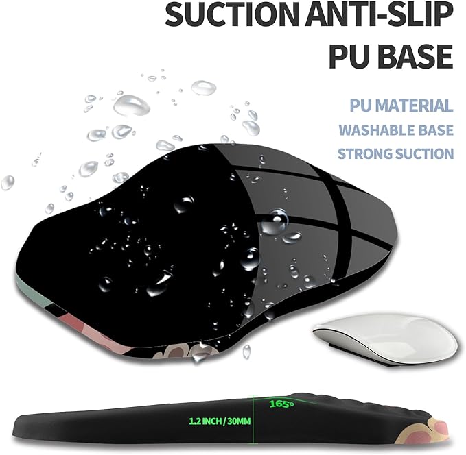 Gleamtide Ergonomic Raised Mouse Pad Wrist Support with Bilateral Slope Memory Foam Mousepad for Wrist Rest and Carpal Tunnel Pain Relief 11.8x7.9〃Cat Claws