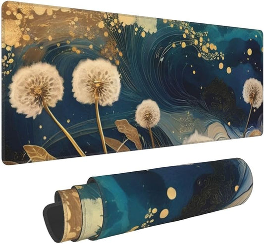 Gaming Mouse Pad, Large Non-Slip Rubber Base Mousepad, Keyboard Mouse Mat, Desk Pad with Stitched Edges, 31.5x11.8inch, Abstract Dandelion