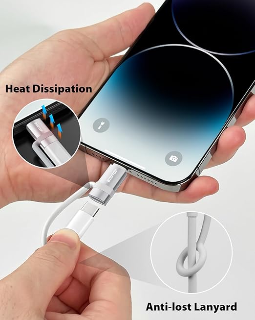 BOUTOP [MFi Certified] USB C to Lightning Adapter, Type C to Lightning Adapter Support 36W PD Fast Charging Compatible with iPhone iPad Silver -3 Pack