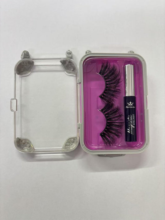 Amzmam Magnetic Eyelashes Natural Look,Magnetic Eyelashes and Eyeliner Kit,Natural Magnetic Lashes,Waterproof, Long Lasting, Easy Apply. (Black-8)
