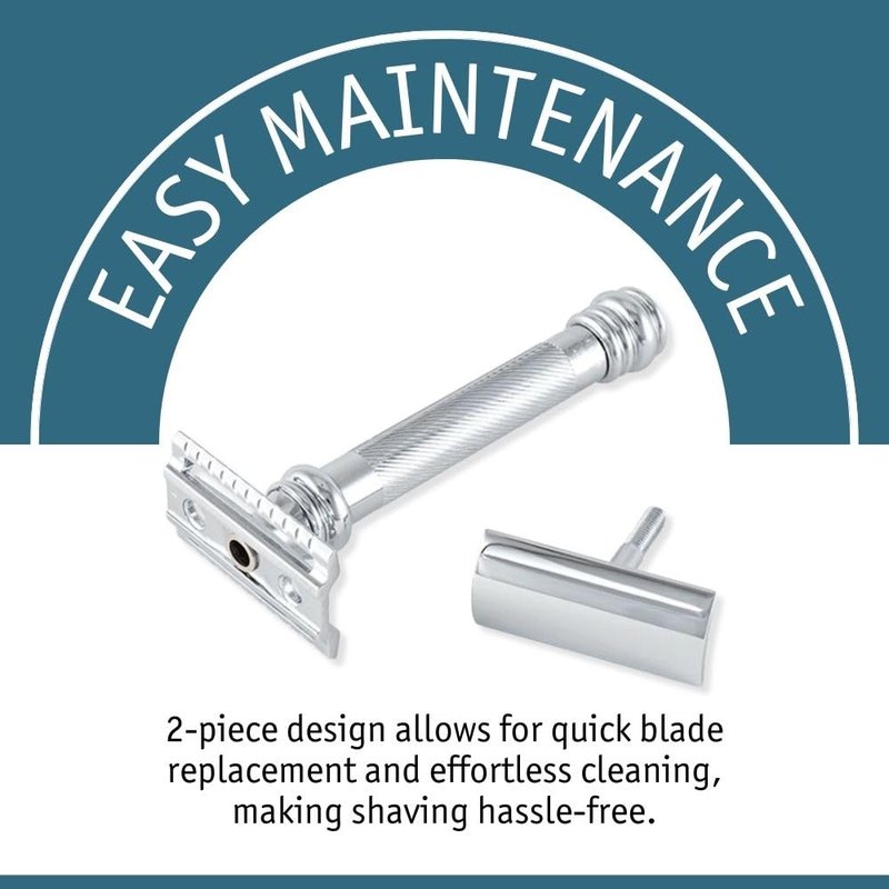 Merkur 38C Double Edge Safety Razor | Chrome Finish, Extra Large Grip, Eco-Friendly Design