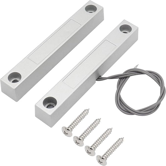 FOCMKEAS Magnetic Reed Switch Wired Surface Mount Normally Open/Closed NC/NO Contact Sensor Alarm Magnetic Door Switch with 3 Wires, Zinc Alloy Sliver, MC-58