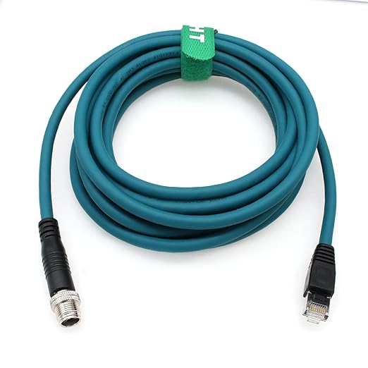 HangTon Ethernet Network Cable for Cognex Basler Datalogic Keyence Sick Baumer Microscan Camera Sensor Reader, M12 8 Pin X-Coded Male to RJ45 CAT7e High Speed 50M