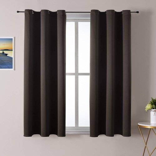 ChrisDowa Blackout Curtains - Thermal Insulated Room Darkening Panels, 2-Panel Set (Brown, 42W x 63L)