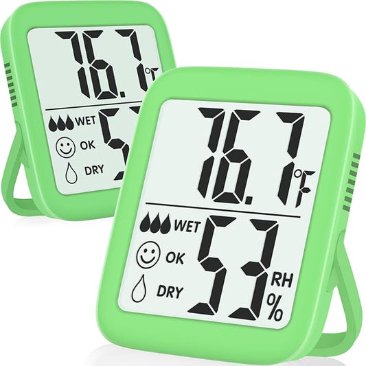 Antonki 2 Pack Room Thermometer for Home, Hygrometer Indoor Humidity Meter Gauge, Digital Temperature and Humidity Monitor Sensor for House, Terrarium, Incubator, Greenhouse - Battery Included