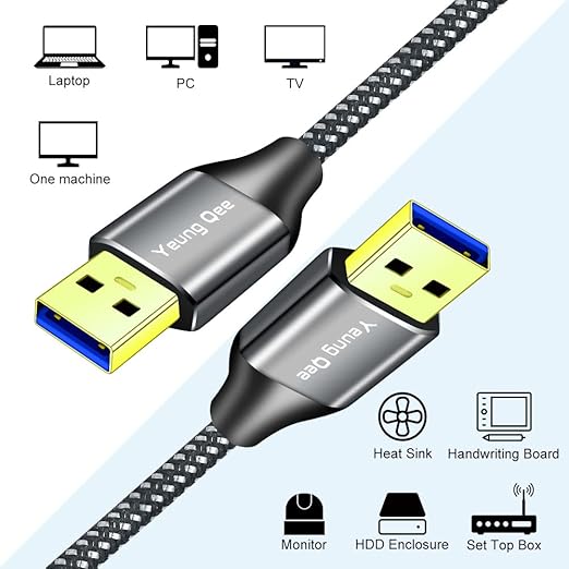 Yeung Qee USB 3.0 A to A Male Cable 12 ft,Super Speed Type A Male to Male Cable USB 3.0 Double End USB Cord for Hard Disk, Cameras,Laptop Cooler, DVD Player and More (12FT/4M)