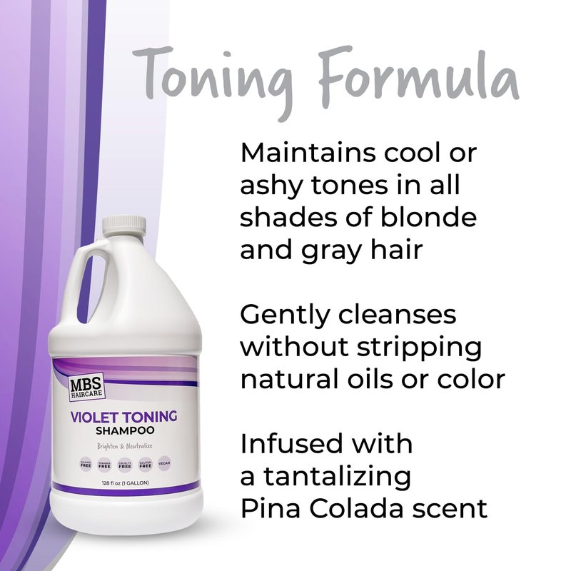 MBS Haircare Salon Grade Violet Toning Shampoo – Professional Purple Shampoo for Blonde, Silver & Gray Hair – 1 Gallon