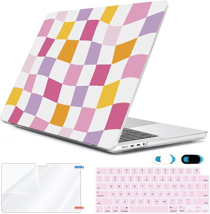 HOHAIYOO Compatible with 2026 2025 2024-2022 MacBook Air 13 inch Case M5 A3449 M4 A3240 M3 A3113 M2 A2681, Hard Shell&Keyboard Cover&Screen Film&Webcam Cover for New M5 MacBook Air 13.6 inch, Lattice