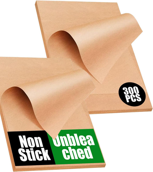 Skiennix Unbleached Parchment Paper Sheets - 300 Non-Stick, Non-Toxic 12x16 Inches for Baking & Cooking