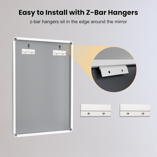 LOAAO Bathroom Mirror - 40x30 Inch White Metal Framed Large Rounded Rectangle | Anti-Rust Tempered Glass
