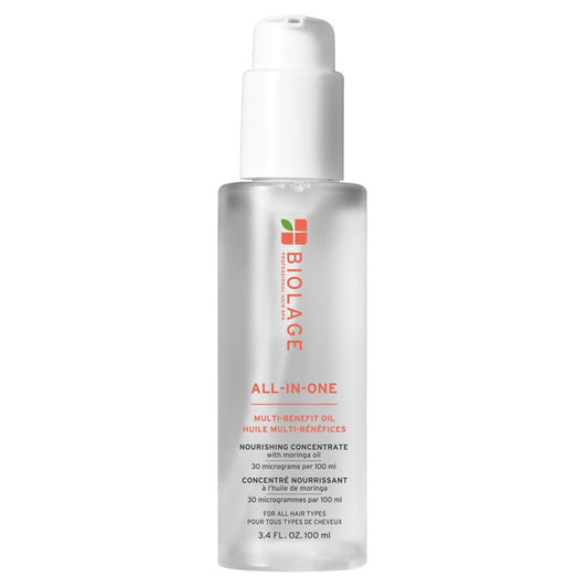 Biolage All-In-One Multi-Benefit Styling Oil - Detangles, Nourishes & Smoothes, For All Hair Types, With Moringa Oil, Vegan, 3.4 Fl Oz