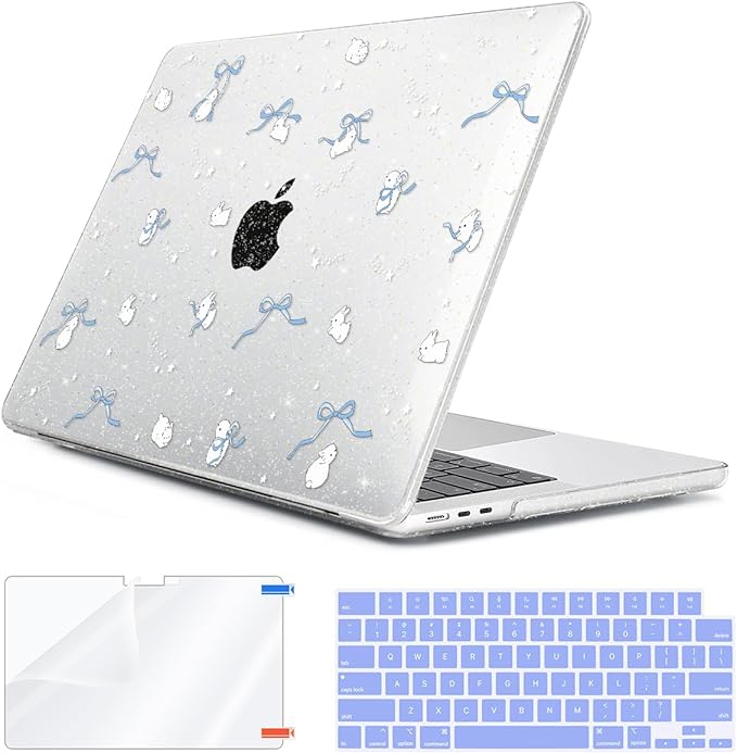 HOHAIYOO for 2026 2025 2024-2022 MacBook Air 13 inch Case M5 A3449 M4 A3240 M3 A3113 M2 A2681 with Touch ID& 13.6" Liquid Retina Display, Hard Shell&Keyboard Cover&Screen Film&Webcam Cover, Bunny-B