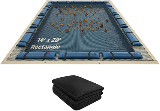 Buffalo Blizzard 14 ft x 28 ft Rectangle Pool Leaf Net | Mesh Pool Net Cover | Leaf Net for Above Ground Pool | Remove Leaves & Debris From Your Winter Cover | 4 Ft of Overlap | Winch & Cable Included