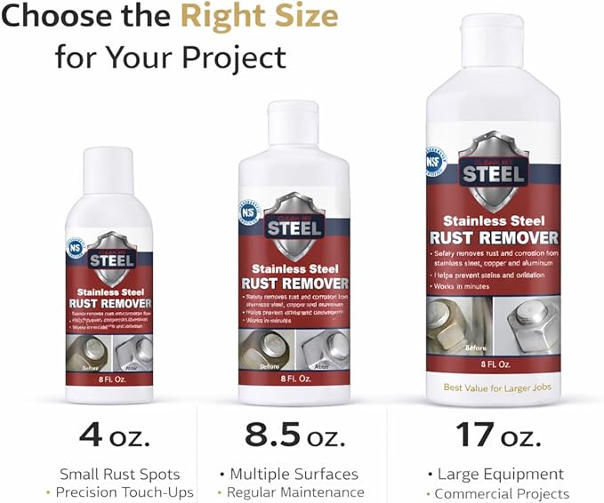 Stainless Steel Rust Remover and Stain Cleaner | NSF Approved | Non-Toxic & Food Safe | Quickly Cleans Commercial Equipment, Appliances, Grills, Sinks, and Tools - 5 liter